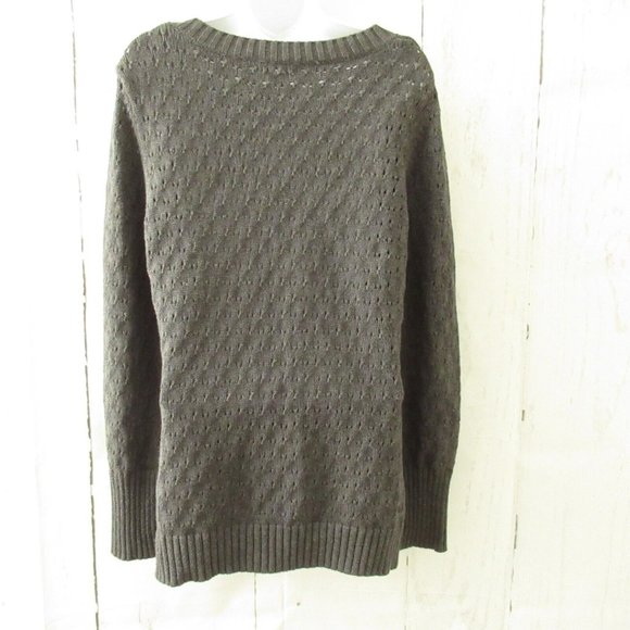 GAP  Cardigan Sweater  L Large Gray Button Up Open Knit Pockets Grandpa - Picture 4 of 6